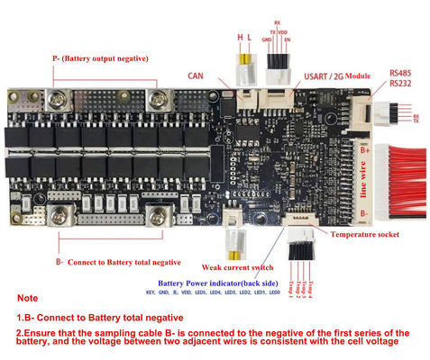 Bloco BMS RS485 RS232 72V 20S BMS 200A da bateria da bateria BMS Board 3S-20S